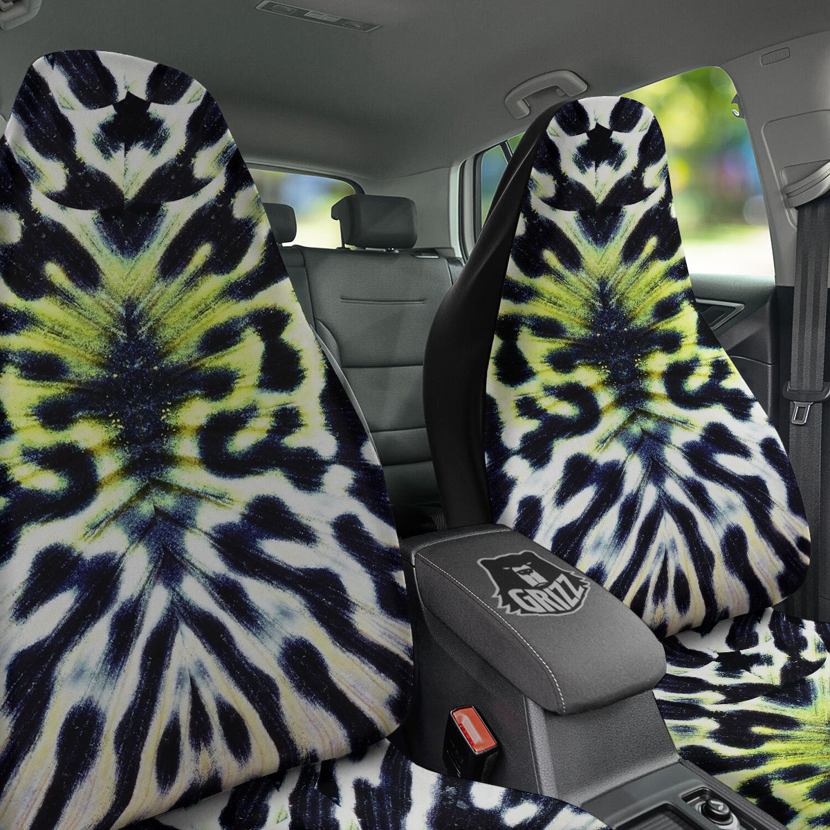 Butterfly Wing Skin Black White And Green Print Car Seat Covers-grizzshop