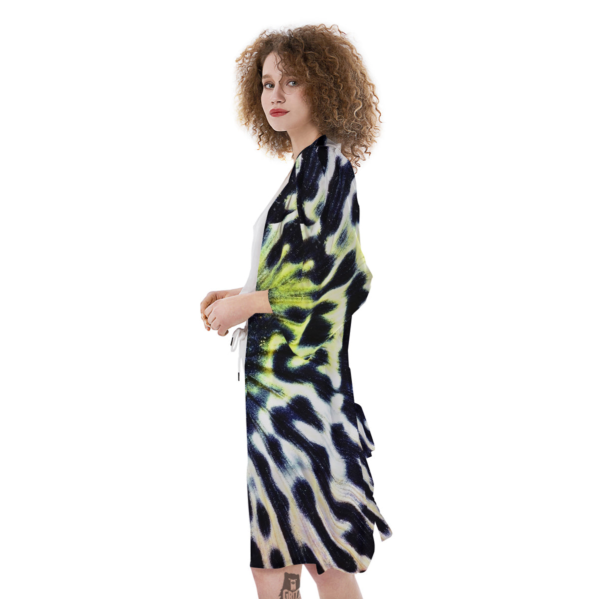 Butterfly Wing Skin Black White And Green Print Kimono-grizzshop