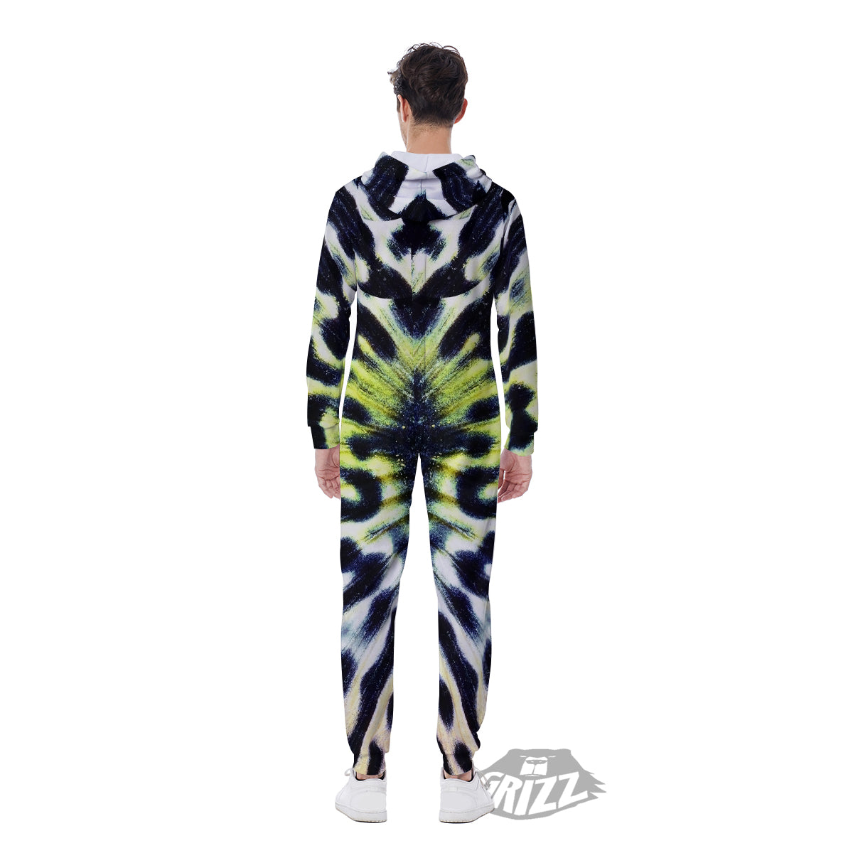 Butterfly Wing Skin Black White And Green Print Men's Jumpsuit-grizzshop