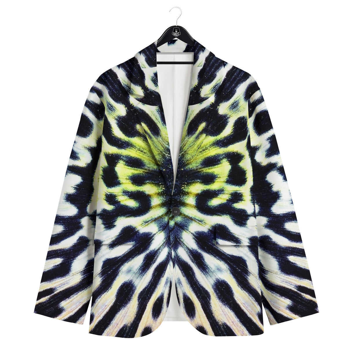 Butterfly Wing Skin Black White And Green Print Men's Sport Coat-grizzshop