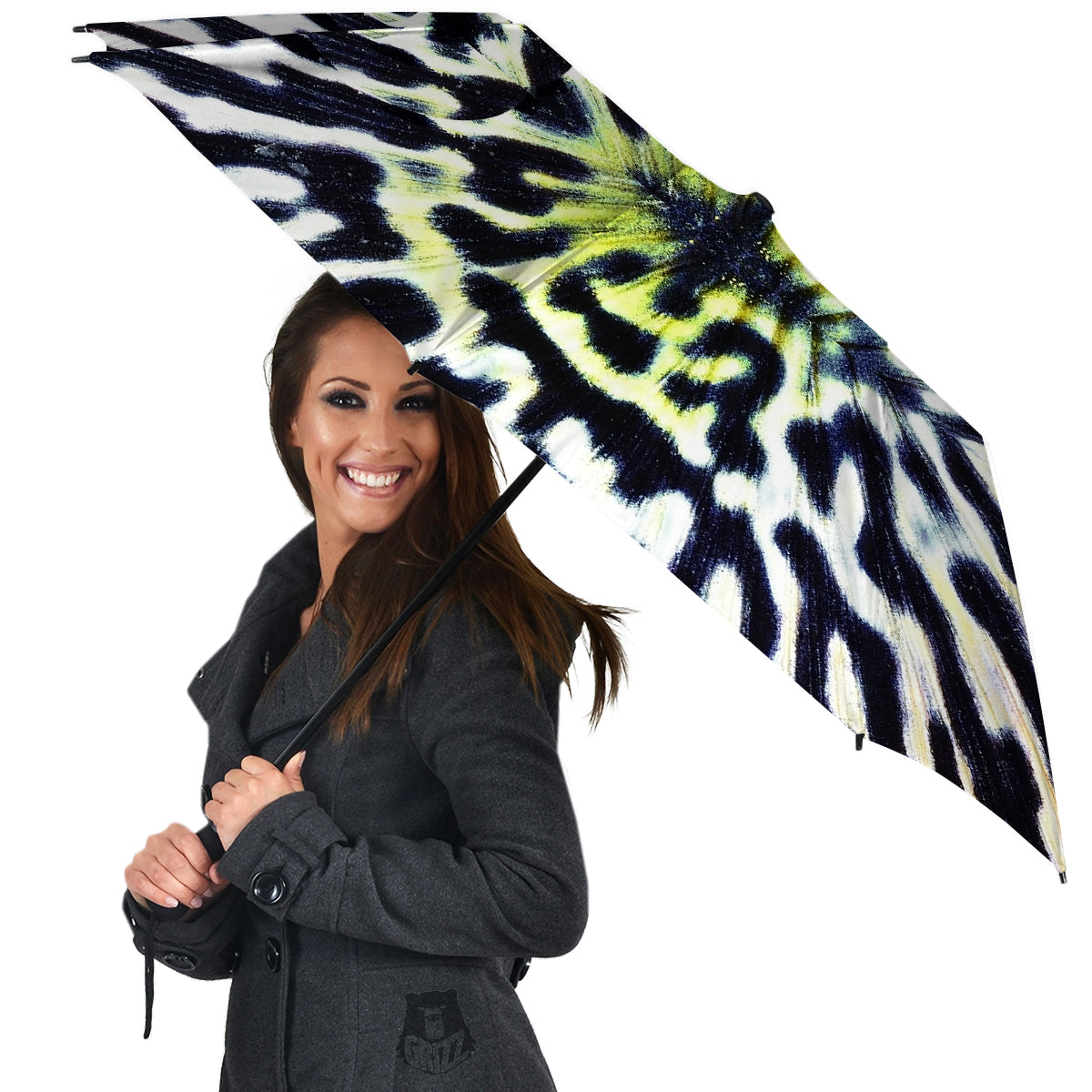 Butterfly Wing Skin Black White And Green Print Umbrella-grizzshop
