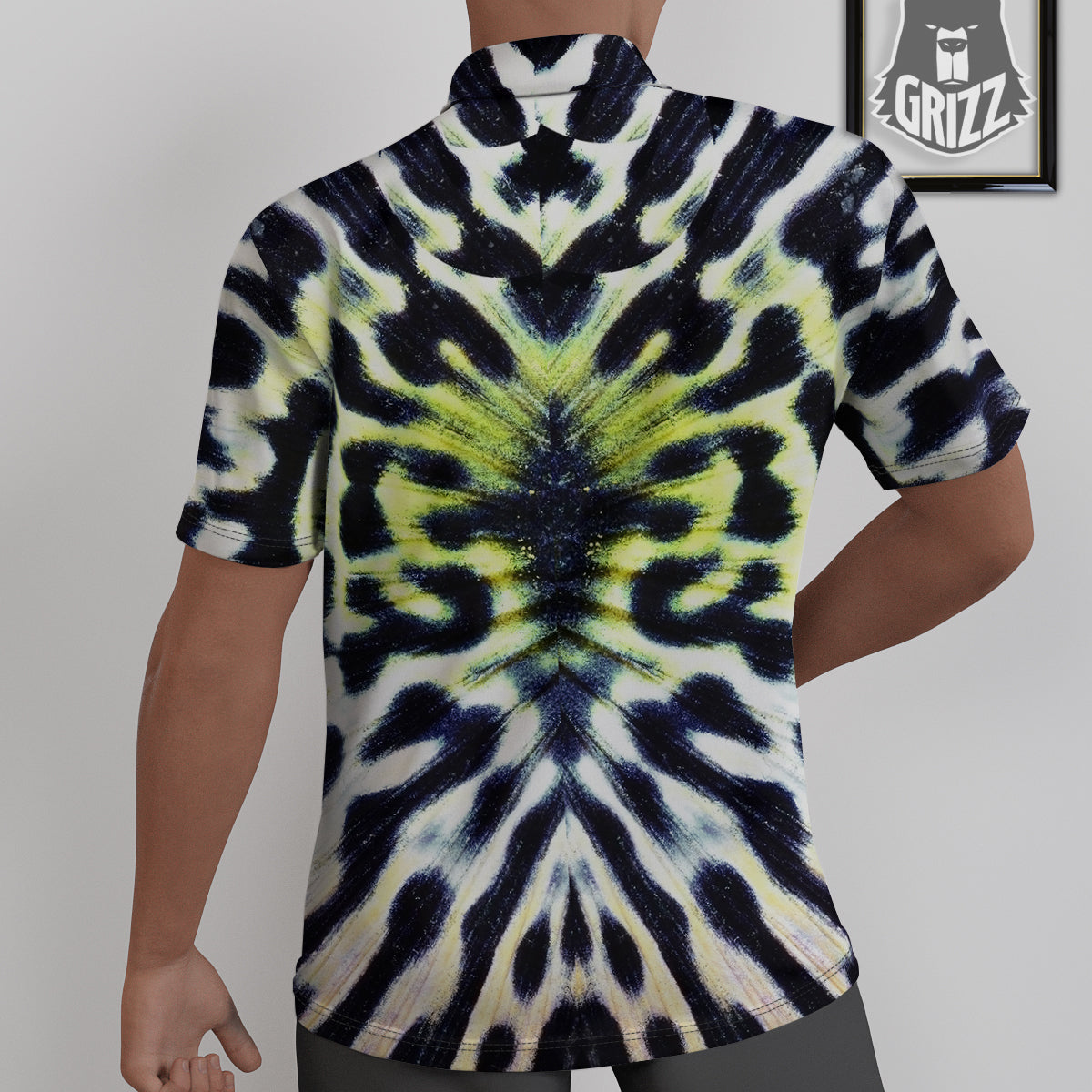 Butterfly Wing Skin Black White And Green Print Untucked Shirts-grizzshop