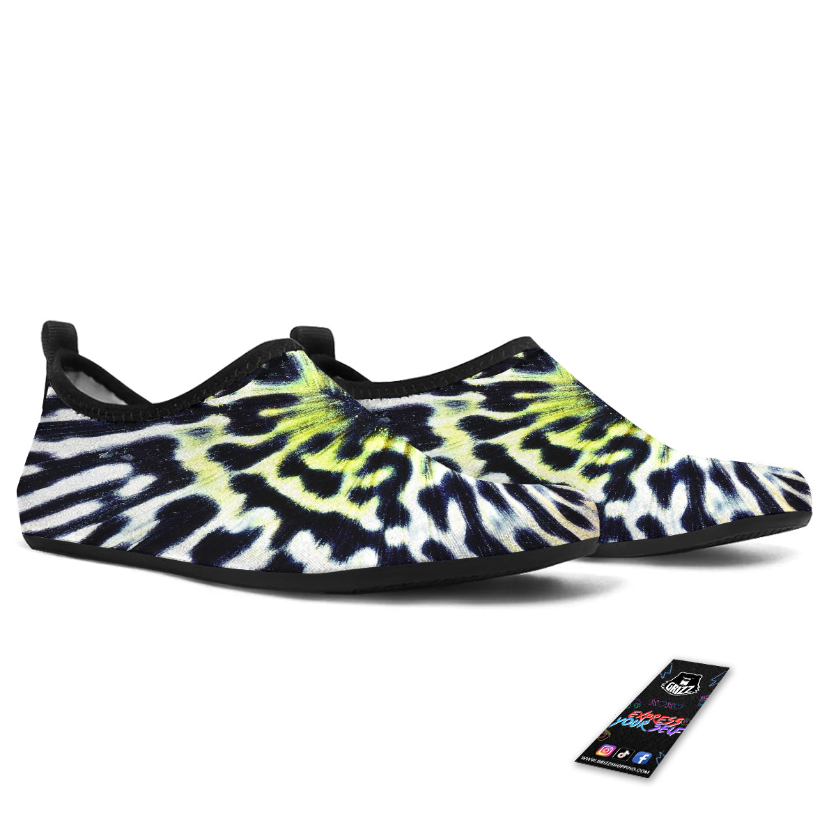Butterfly Wing Skin Black White And Green Print Water Shoes-grizzshop