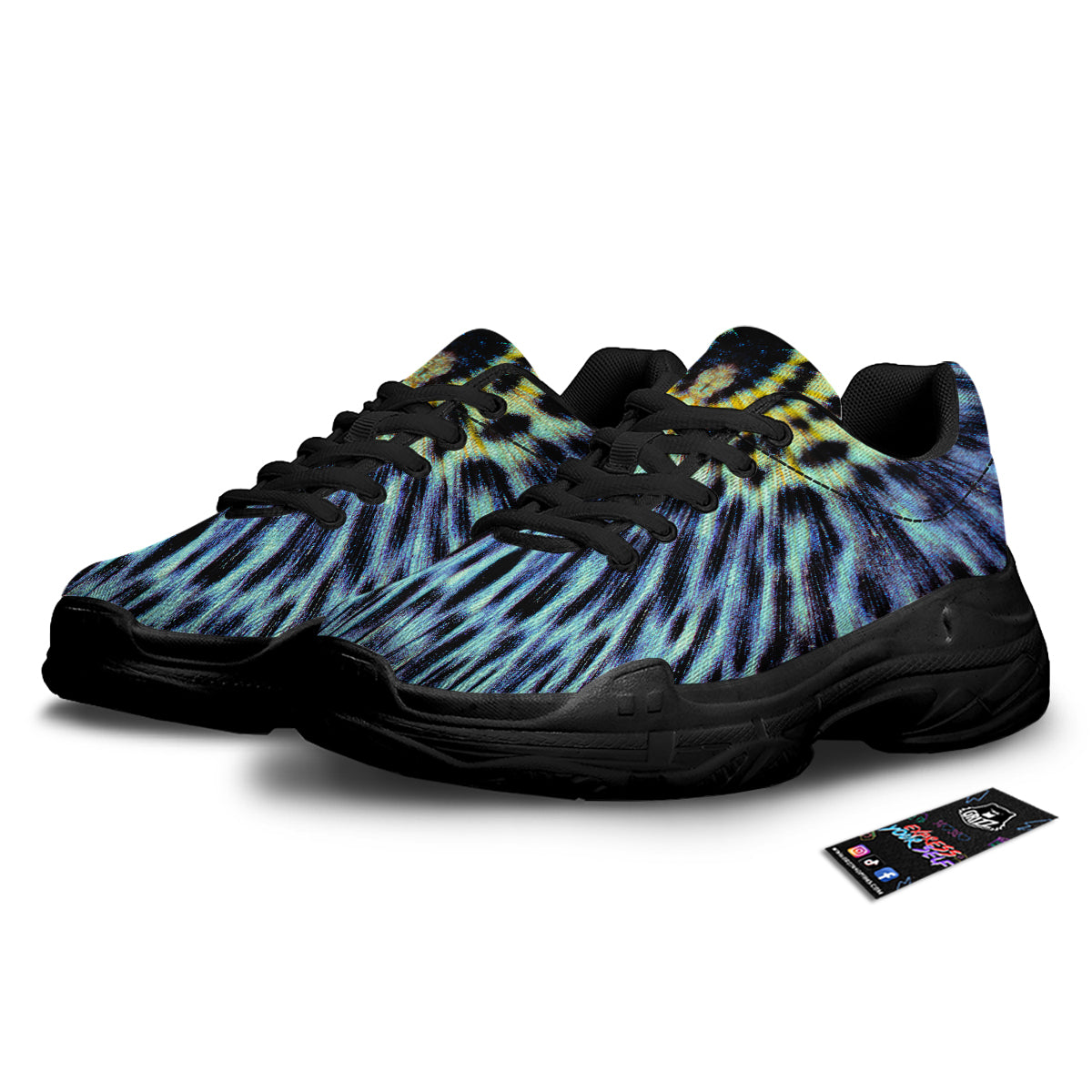 Butterfly Wing Skin Blue Print Black Chunky Shoes-grizzshop