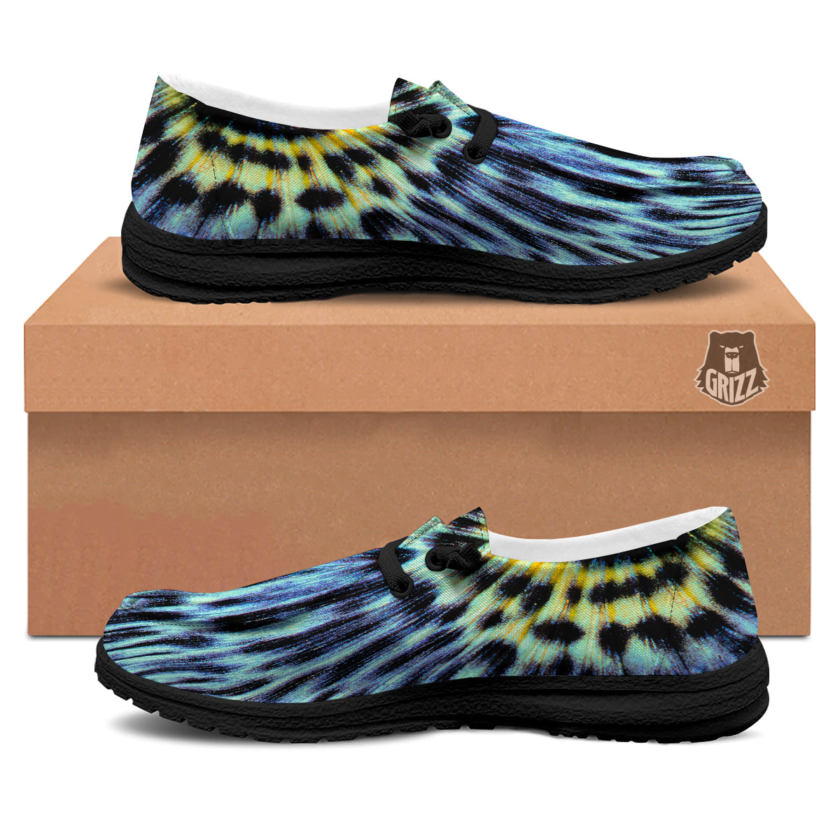 Butterfly Wing Skin Blue Print Black Loafers-grizzshop