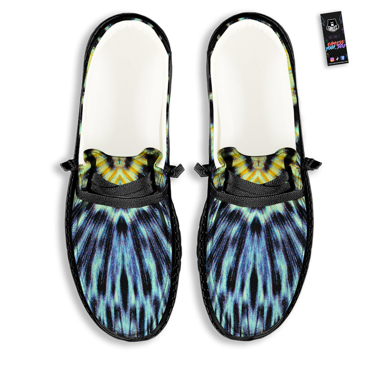 Butterfly Wing Skin Blue Print Black Loafers-grizzshop