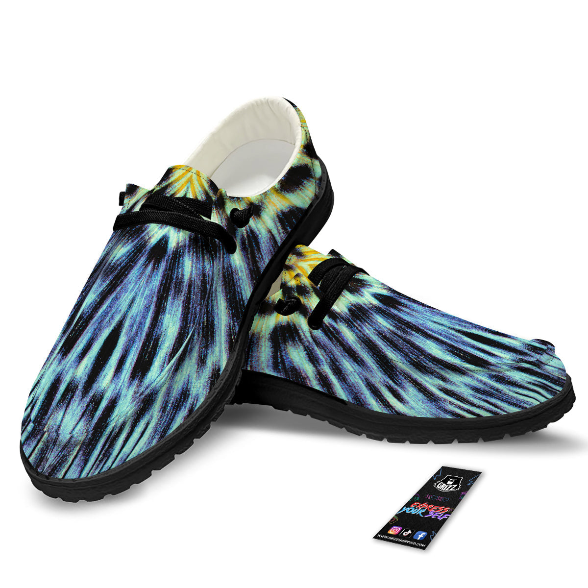 Butterfly Wing Skin Blue Print Black Loafers-grizzshop