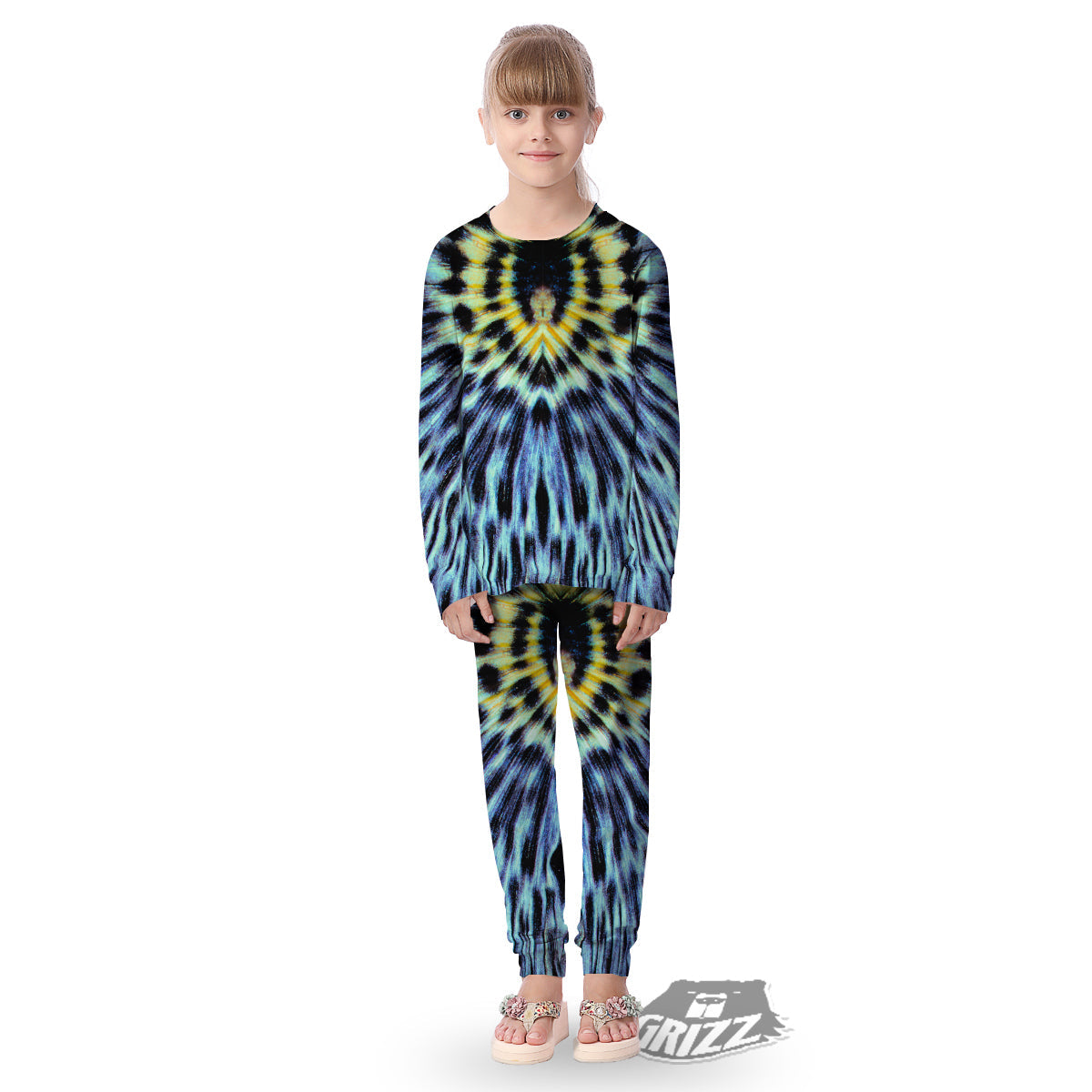 Butterfly Wing Skin Blue Print Kid's Pajamas-grizzshop