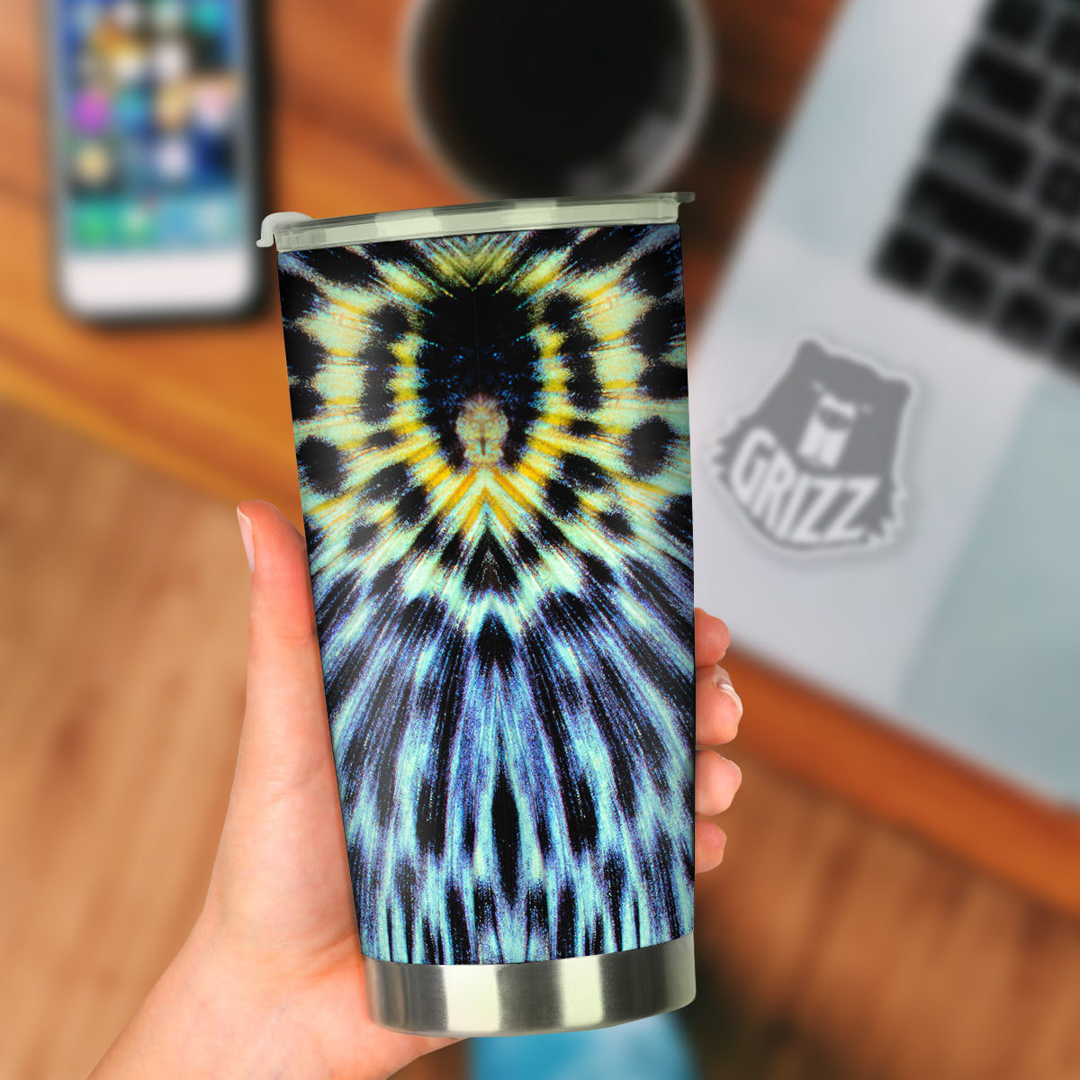 Butterfly Wing Skin Blue Print Tumbler-grizzshop
