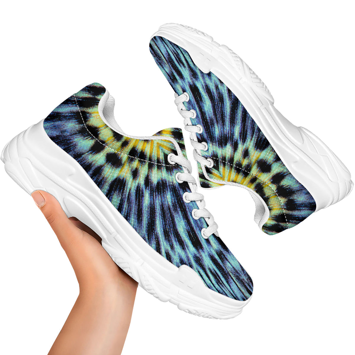 Butterfly Wing Skin Blue Print White Chunky Shoes-grizzshop