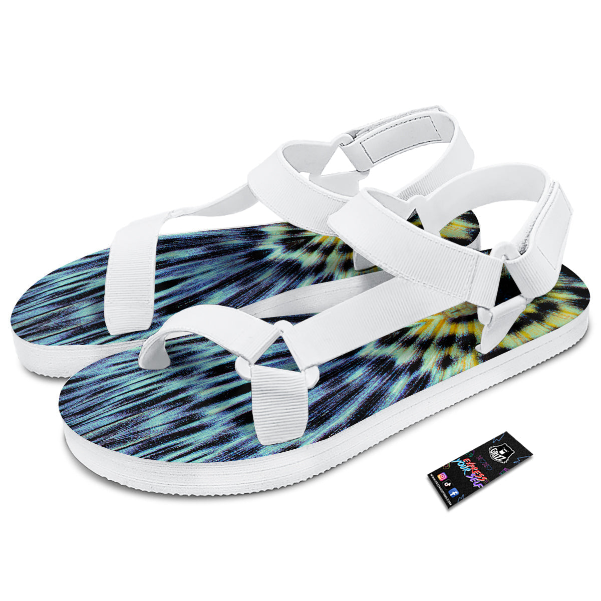 Butterfly Wing Skin Blue Print White Open Toe Sandals-grizzshop