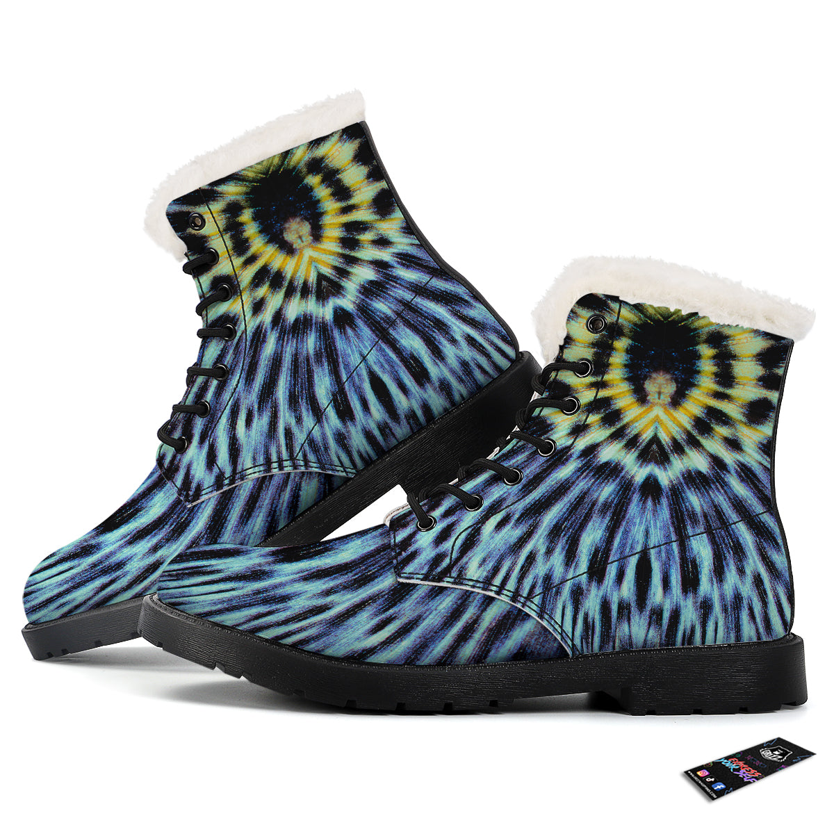 Butterfly Wing Skin Blue Print Winter Boots-grizzshop