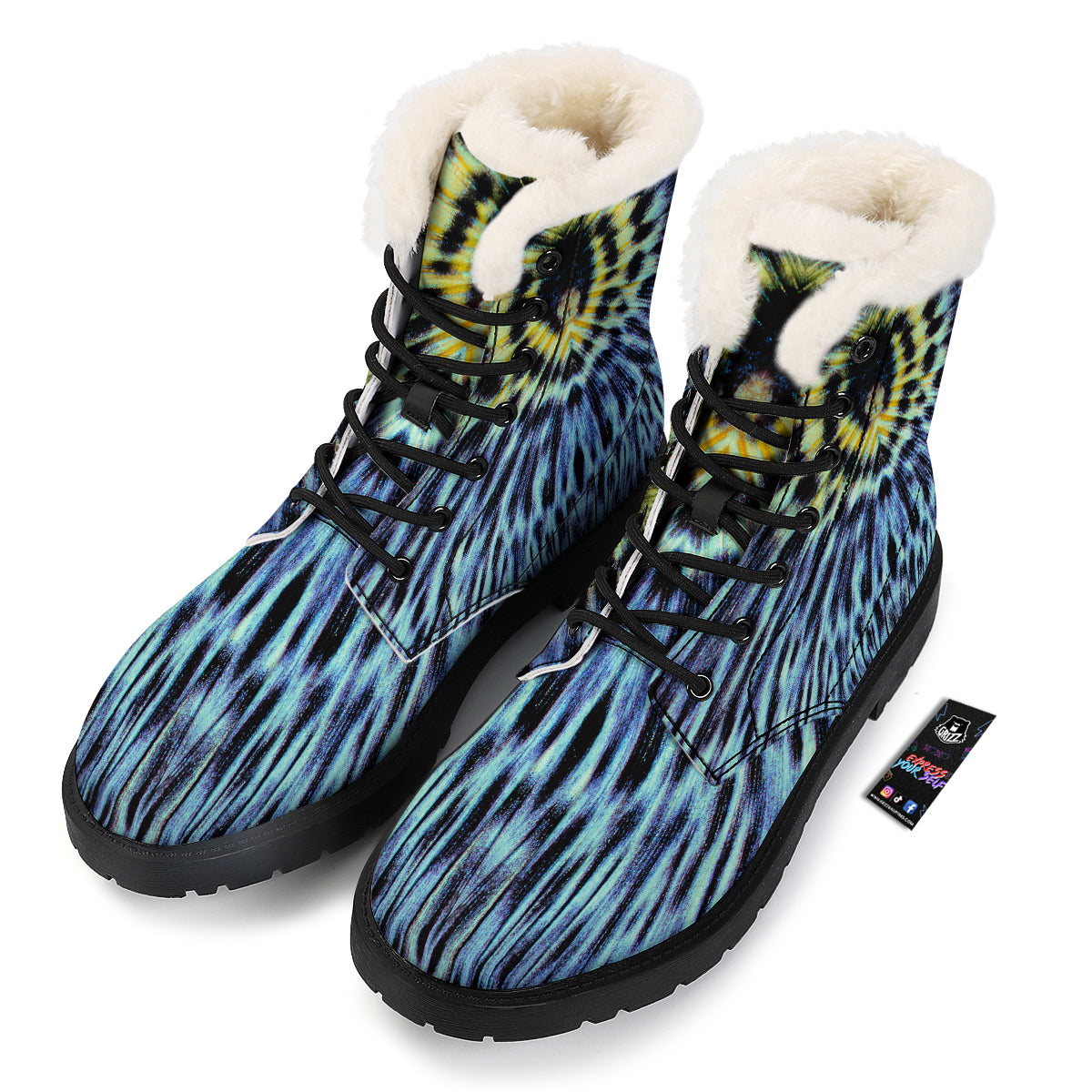 Butterfly Wing Skin Blue Print Winter Boots-grizzshop