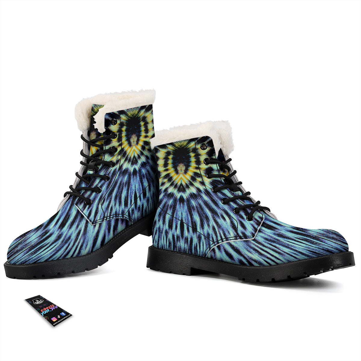 Butterfly Wing Skin Blue Print Winter Boots-grizzshop