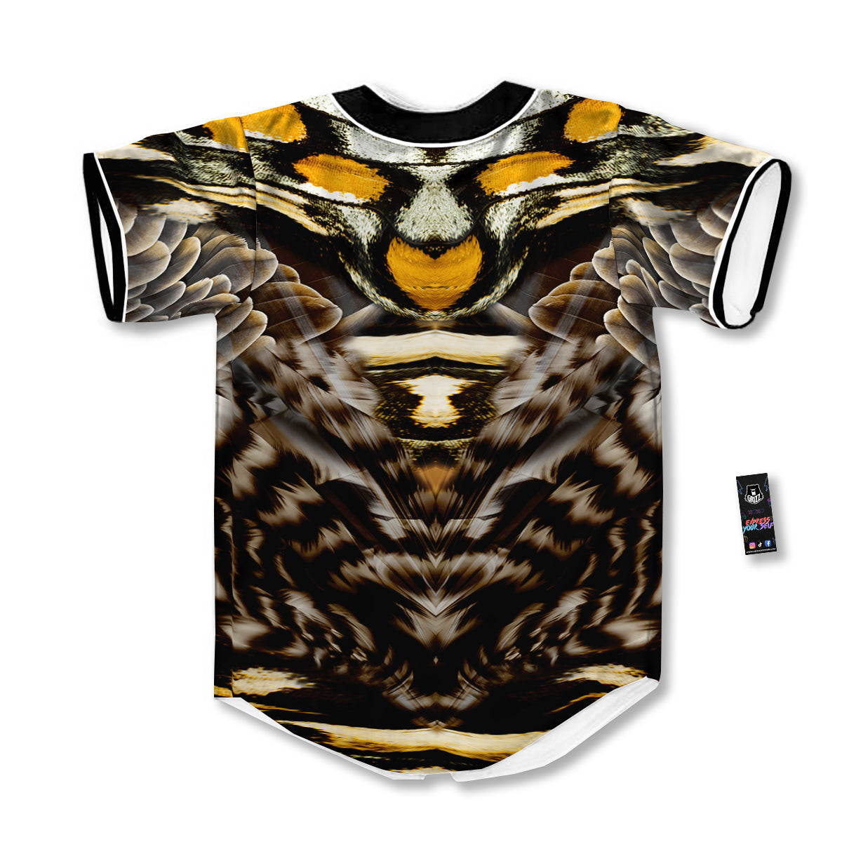 Butterfly Wing Skin Dark And Orange Print Baseball Jersey-grizzshop