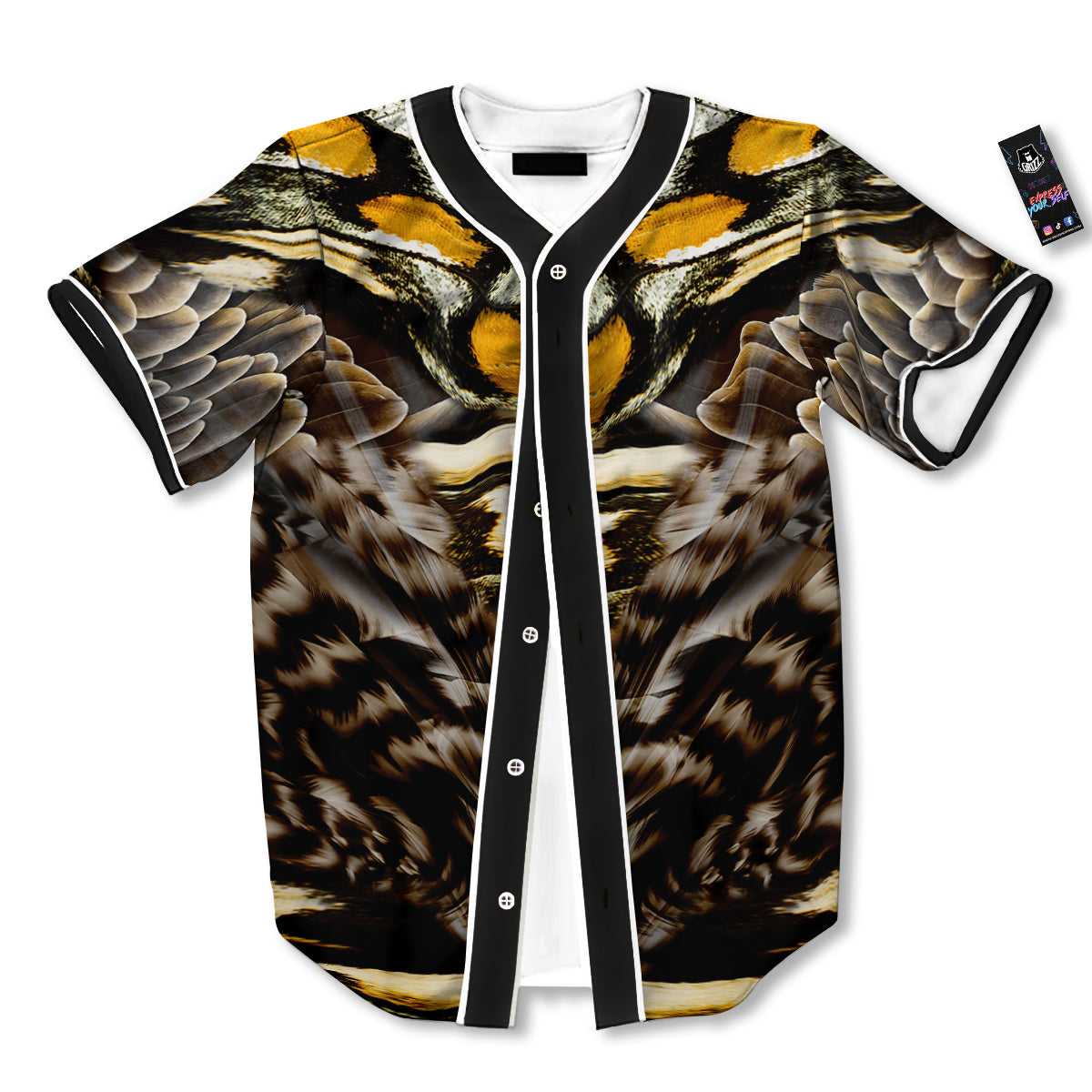 Butterfly Wing Skin Dark And Orange Print Baseball Jersey-grizzshop