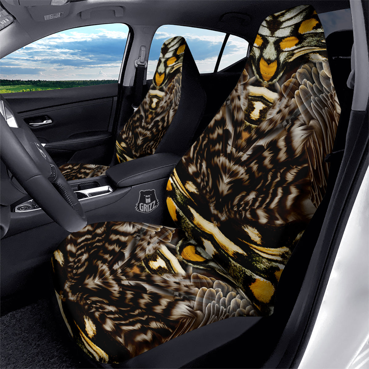 Butterfly Wing Skin Dark And Orange Print Car Seat Covers-grizzshop