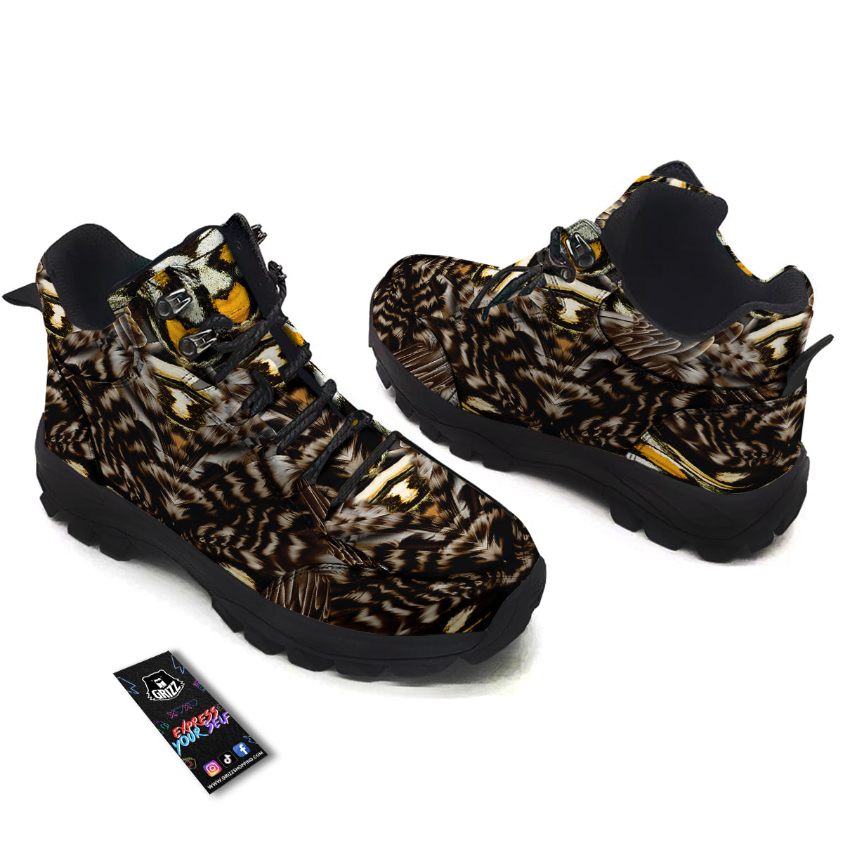 Butterfly Wing Skin Dark And Orange Print Hiking Shoes-grizzshop