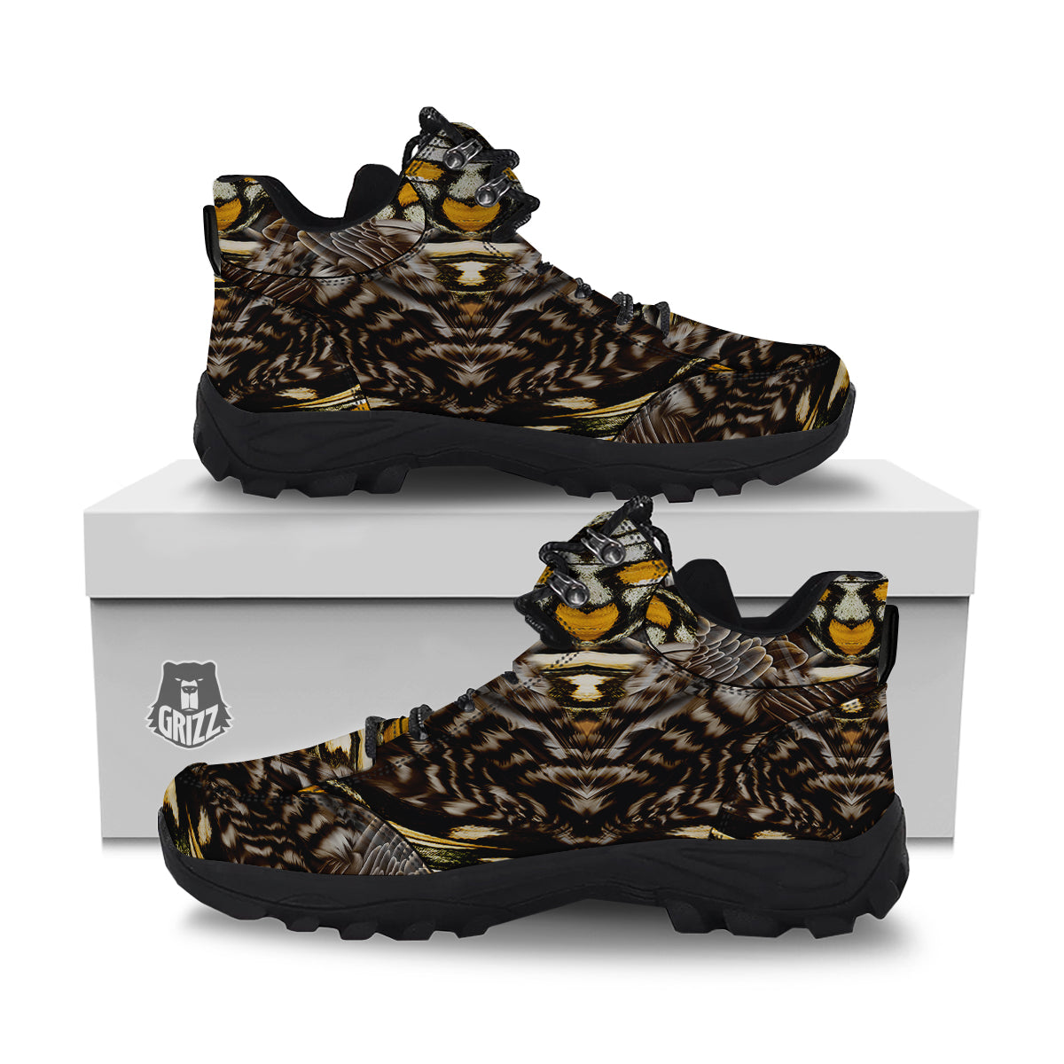 Butterfly Wing Skin Dark And Orange Print Hiking Shoes-grizzshop