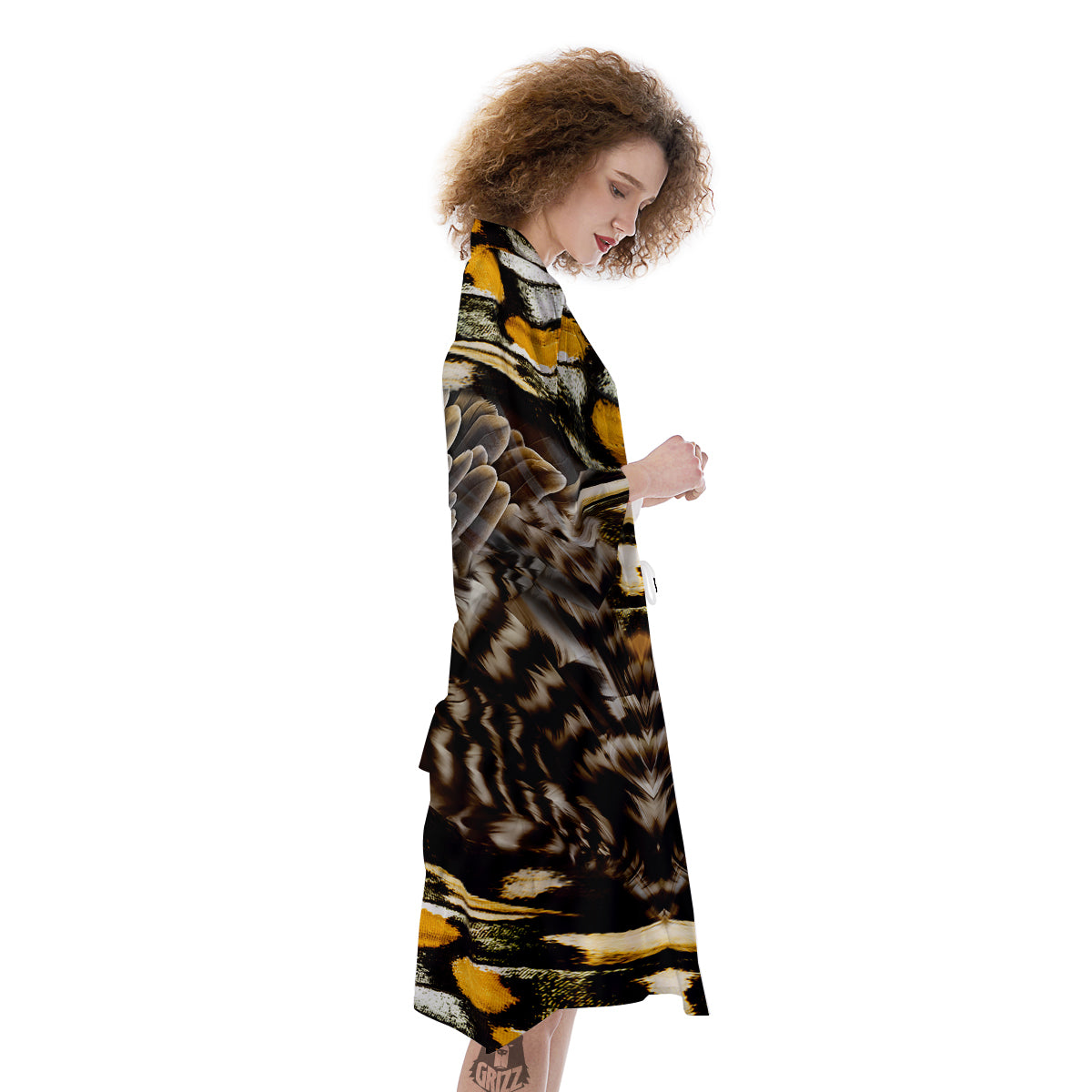 Butterfly Wing Skin Dark And Orange Print Kimono-grizzshop