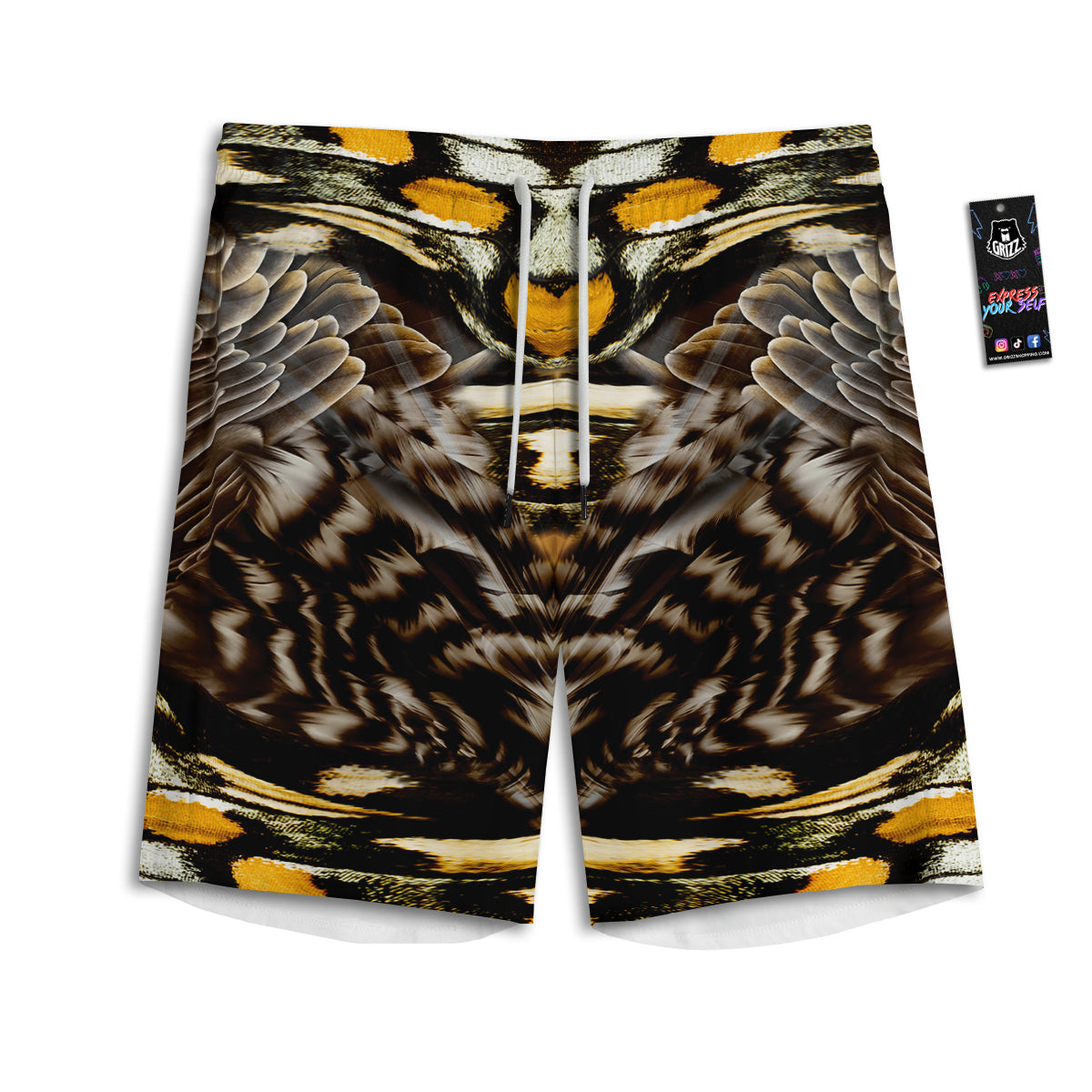 Butterfly Wing Skin Dark And Orange Print Men's Athletic Shorts