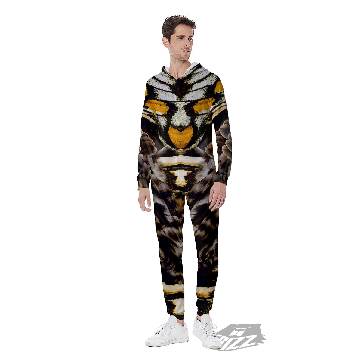 Butterfly Wing Skin Dark And Orange Print Men's Jumpsuit-grizzshop