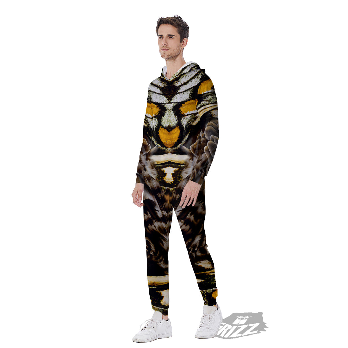 Butterfly Wing Skin Dark And Orange Print Men's Jumpsuit-grizzshop