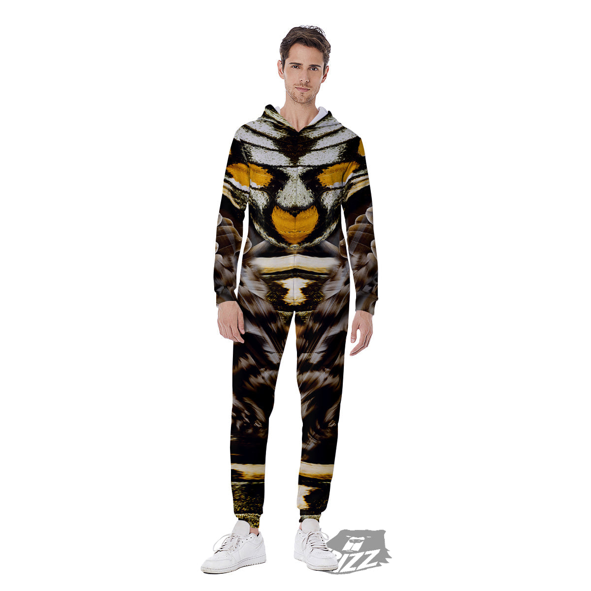 Butterfly Wing Skin Dark And Orange Print Men's Jumpsuit-grizzshop