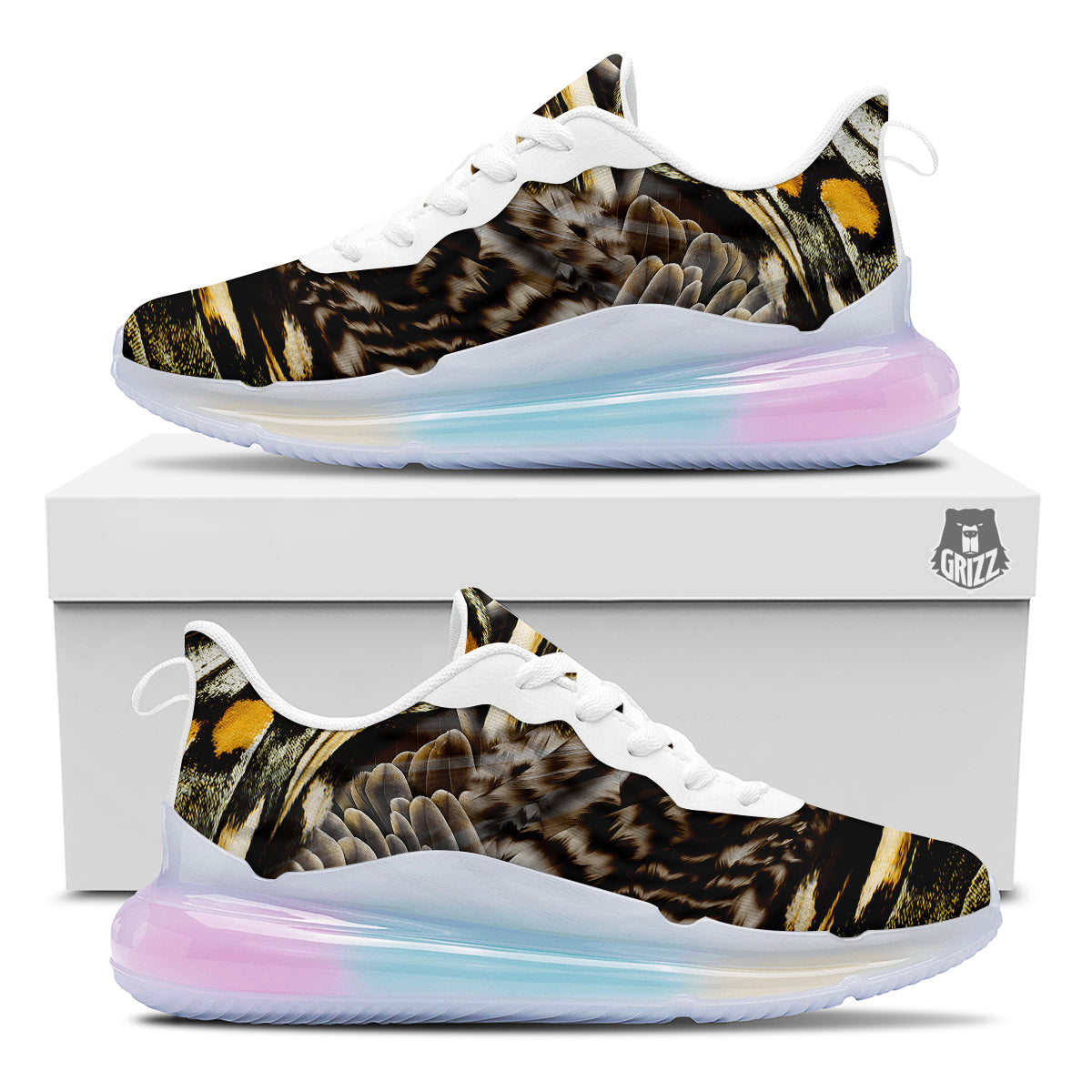 Butterfly Wing Skin Dark And Orange Print Running Sneakers-grizzshop