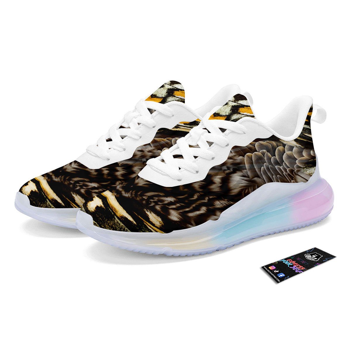 Butterfly Wing Skin Dark And Orange Print Running Sneakers-grizzshop