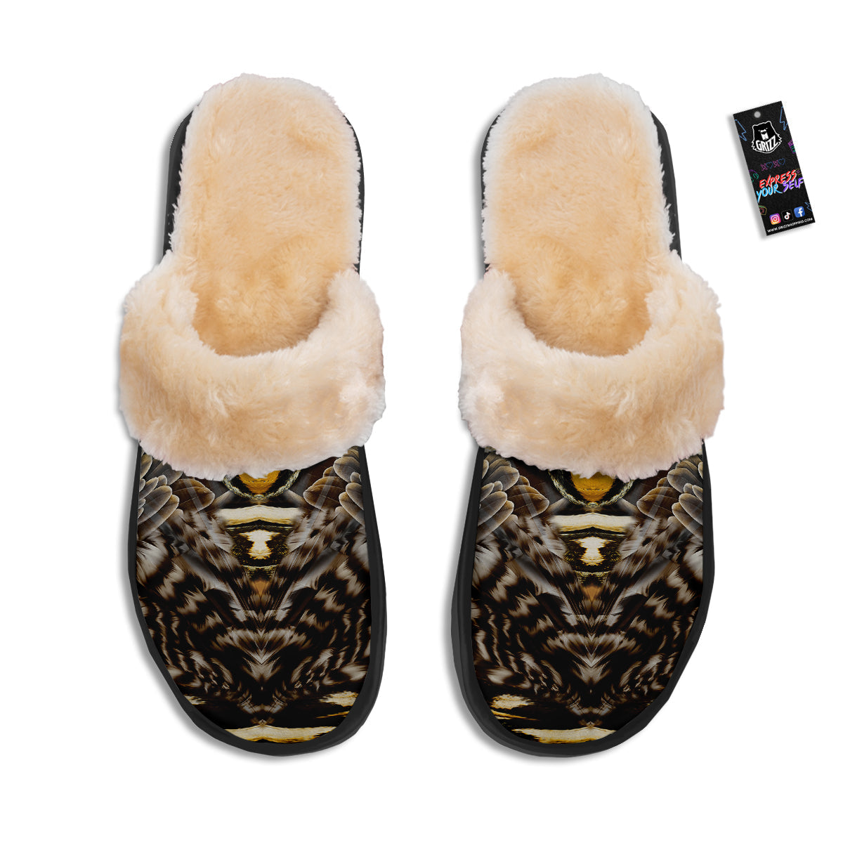 Butterfly Wing Skin Dark And Orange Print Slippers-grizzshop