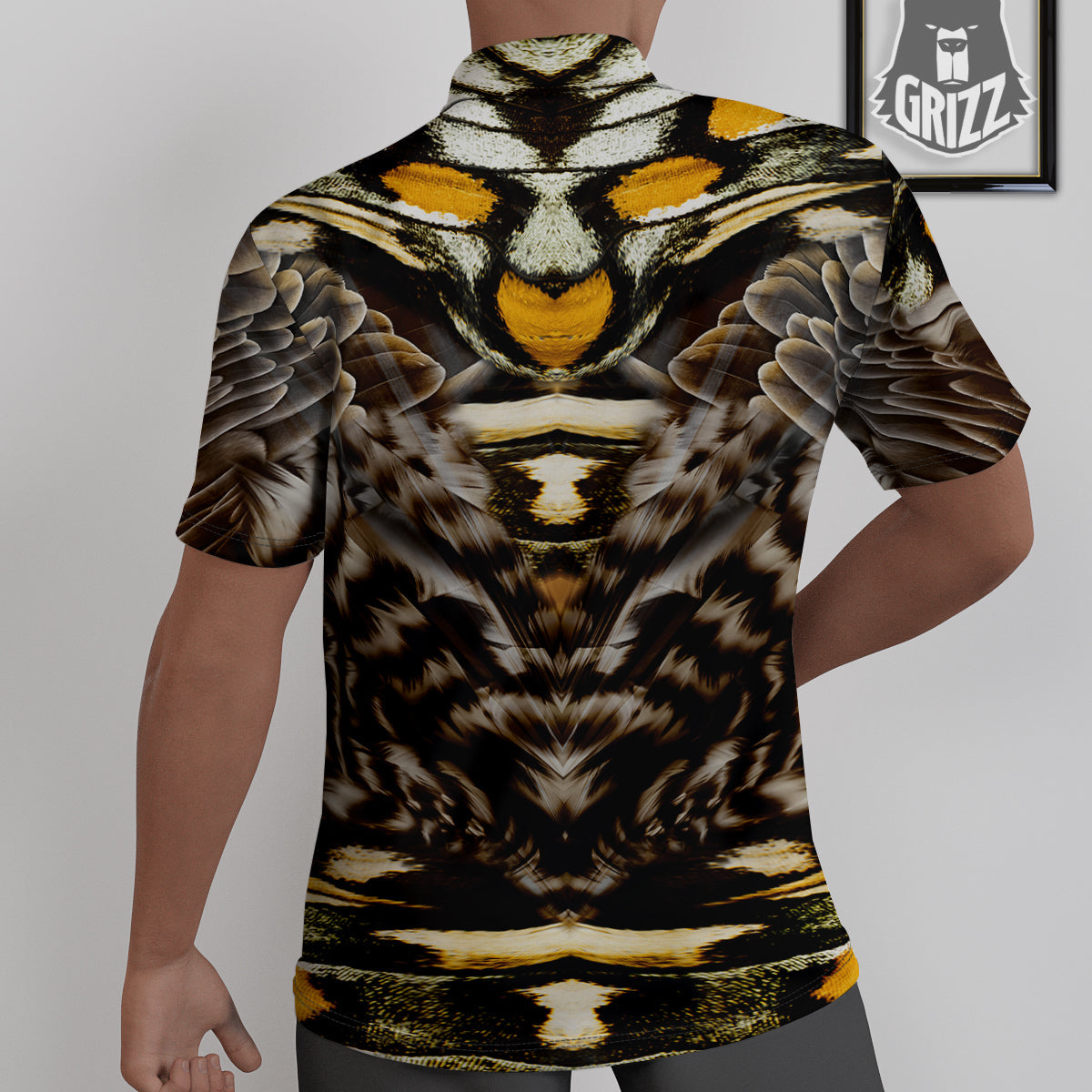 Butterfly Wing Skin Dark And Orange Print Untucked Shirts-grizzshop