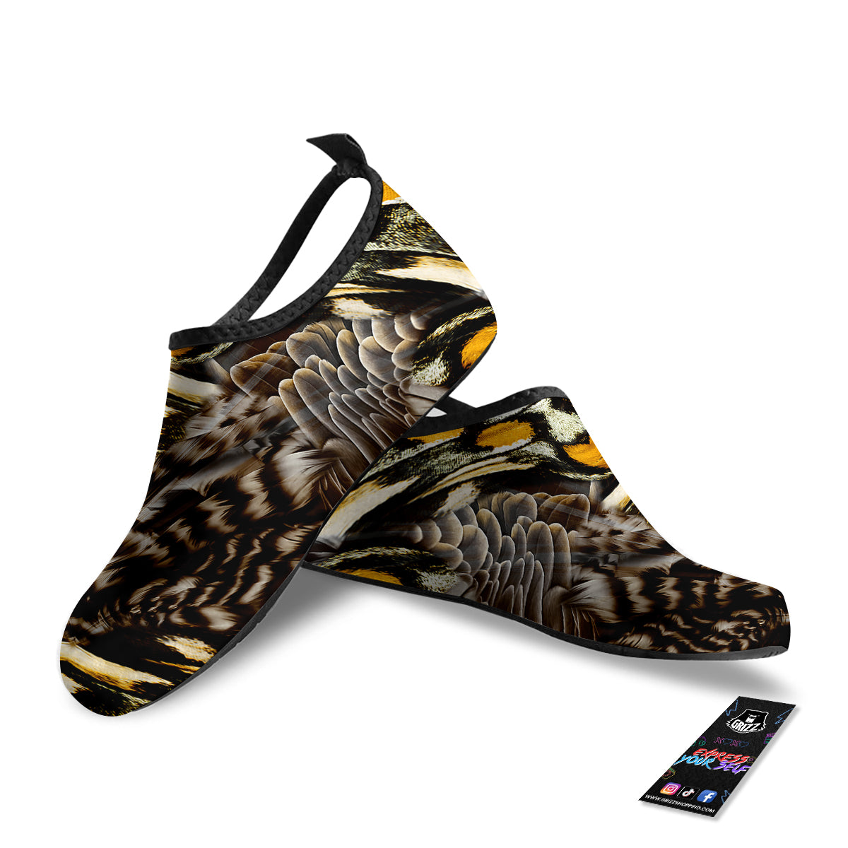 Butterfly Wing Skin Dark And Orange Print Water Shoes-grizzshop