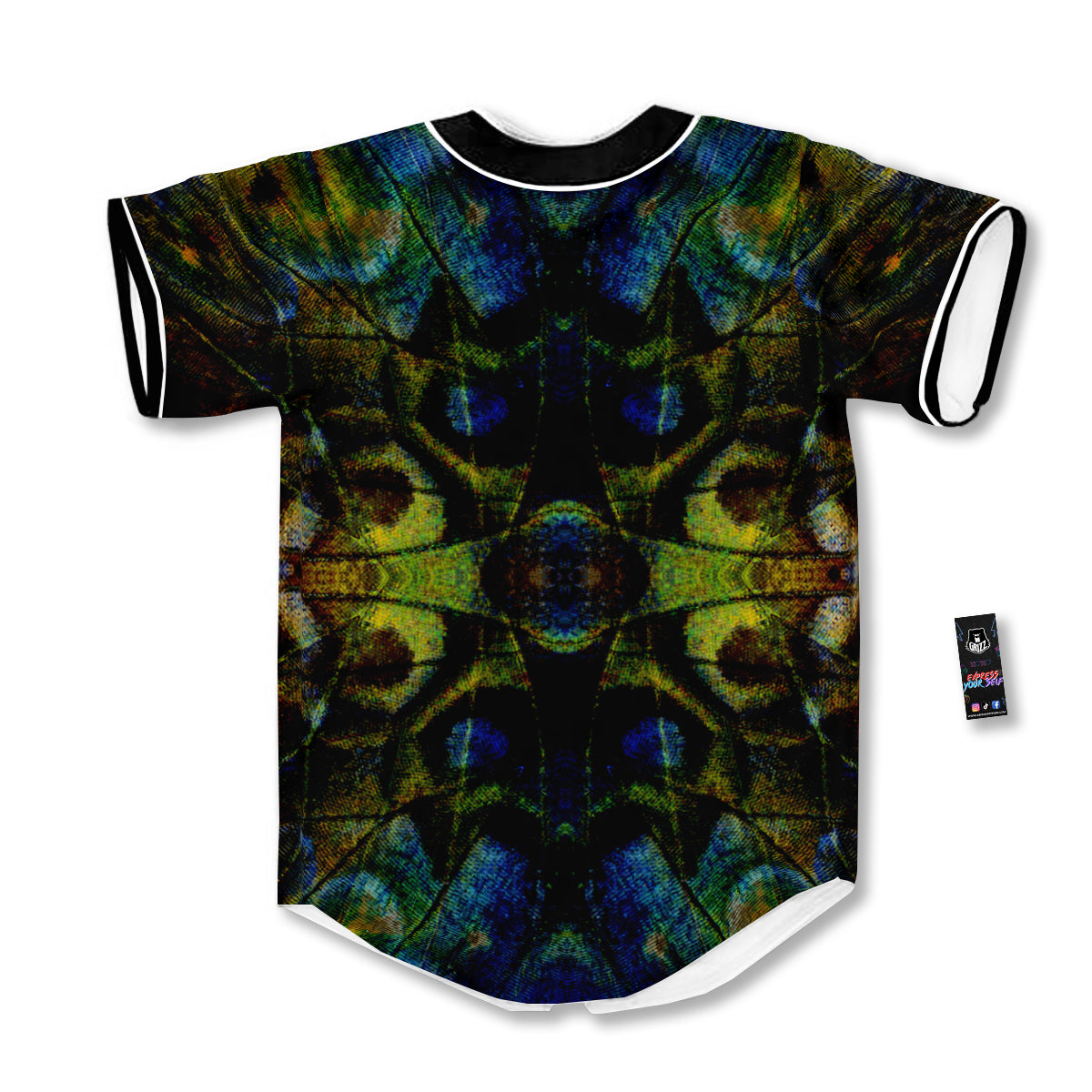 Butterfly Wing Skin Dark Print Baseball Jersey-grizzshop