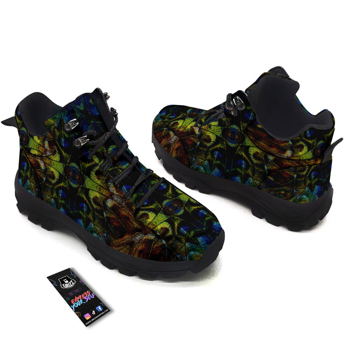 Butterfly Wing Skin Dark Print Hiking Shoes-grizzshop