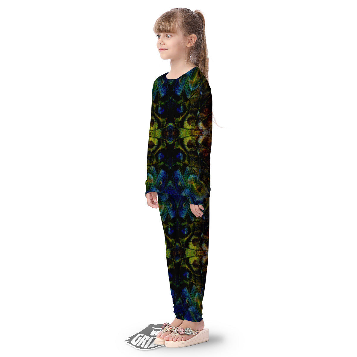 Butterfly Wing Skin Dark Print Kid's Pajamas-grizzshop