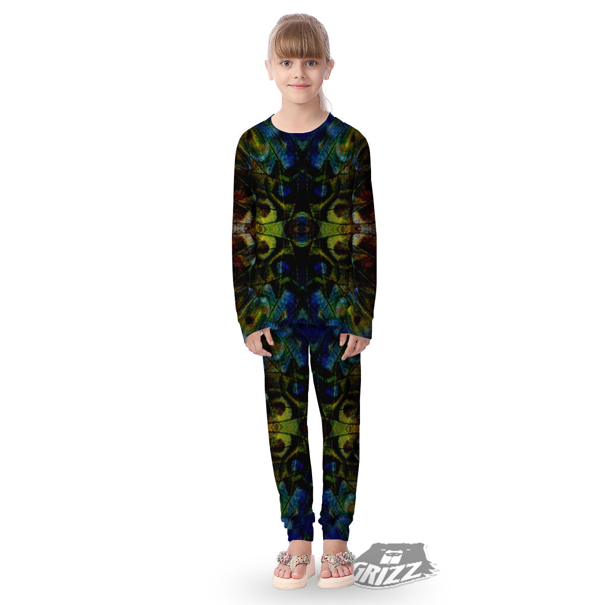 Butterfly Wing Skin Dark Print Kid's Pajamas-grizzshop