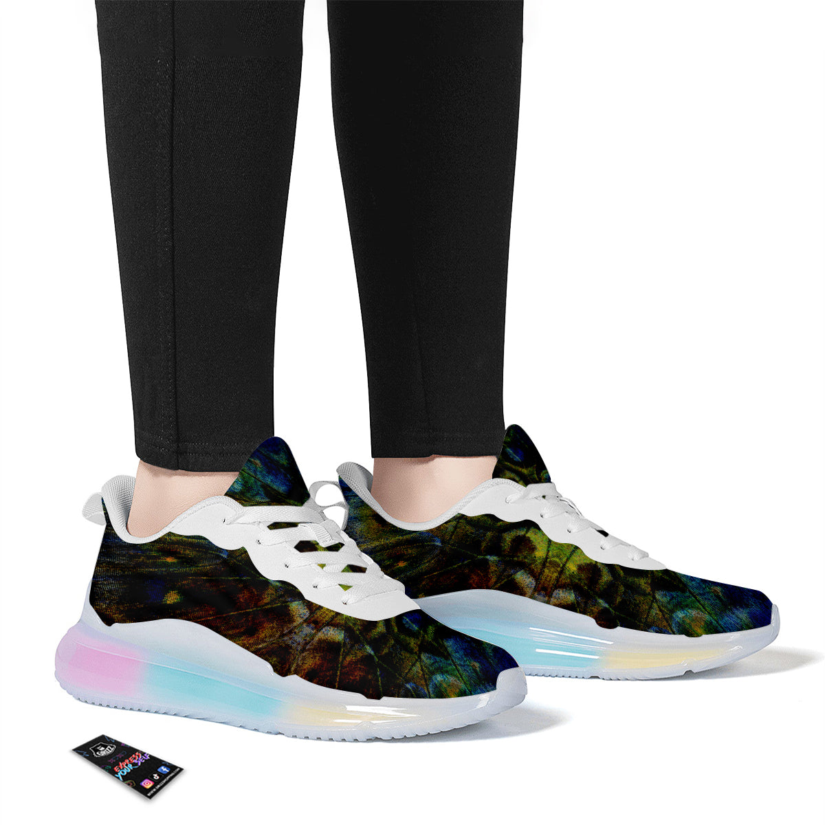 Butterfly Wing Skin Dark Print Running Sneakers-grizzshop