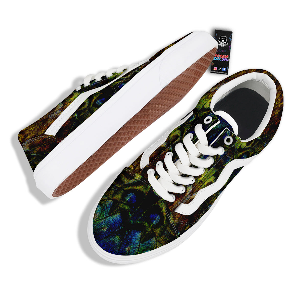 Butterfly Wing Skin Dark Print Skate Shoes-grizzshop