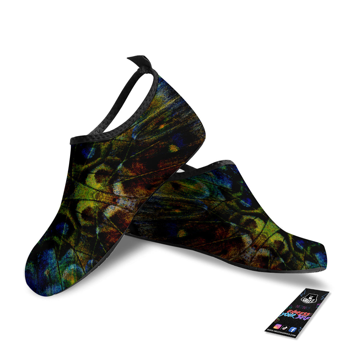 Butterfly Wing Skin Dark Print Water Shoes-grizzshop