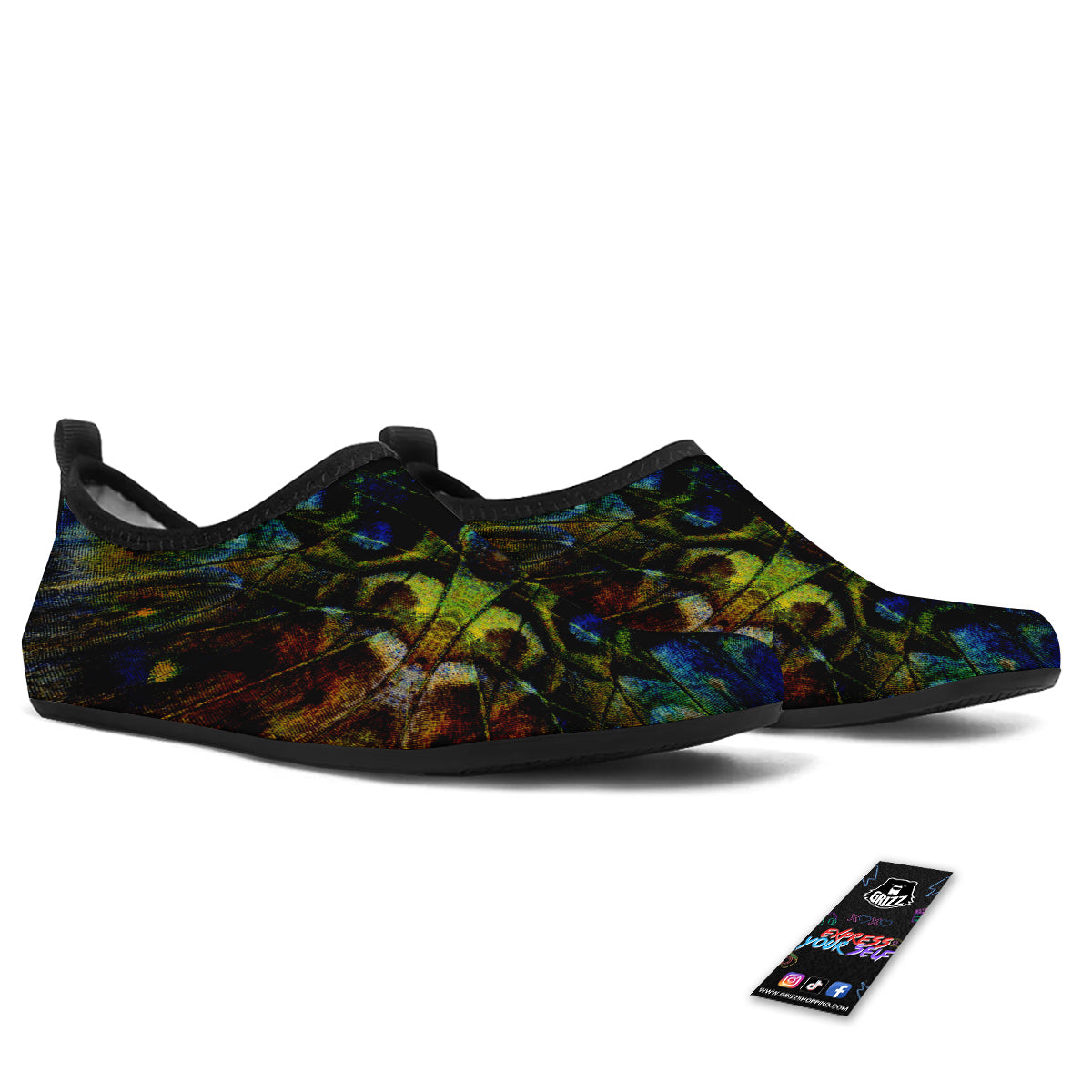 Butterfly Wing Skin Dark Print Water Shoes-grizzshop