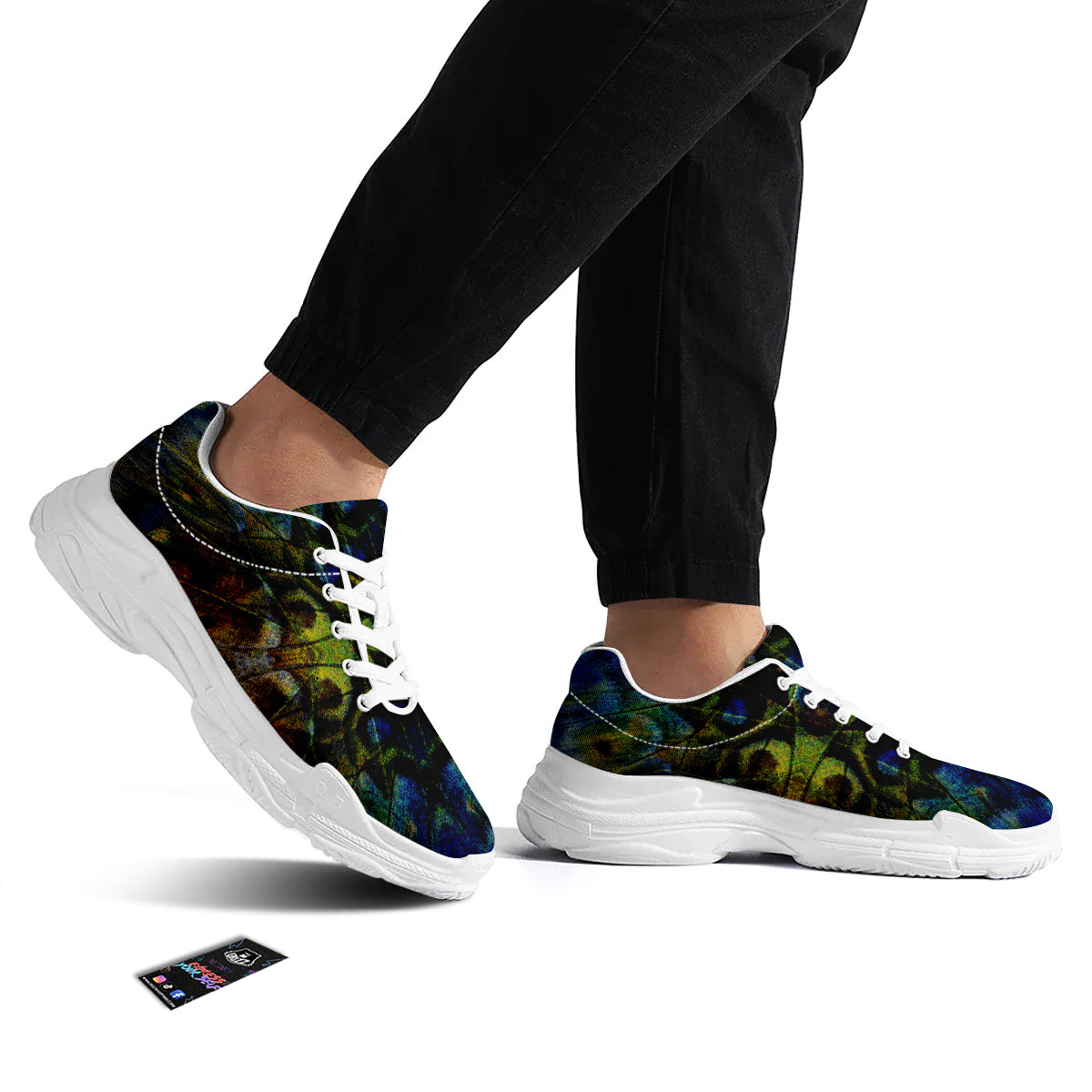 Butterfly Wing Skin Dark Print White Chunky Shoes-grizzshop