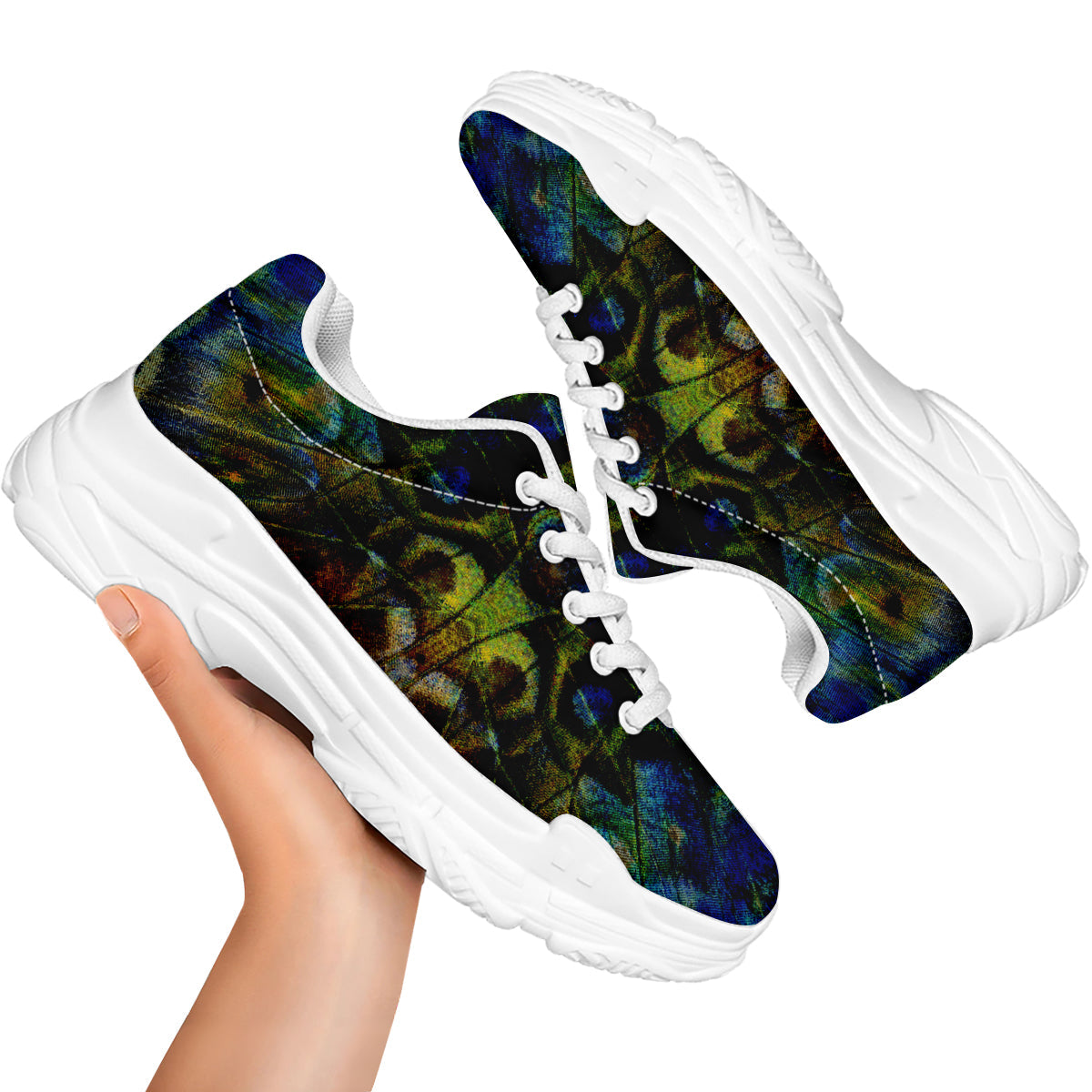 Butterfly Wing Skin Dark Print White Chunky Shoes-grizzshop