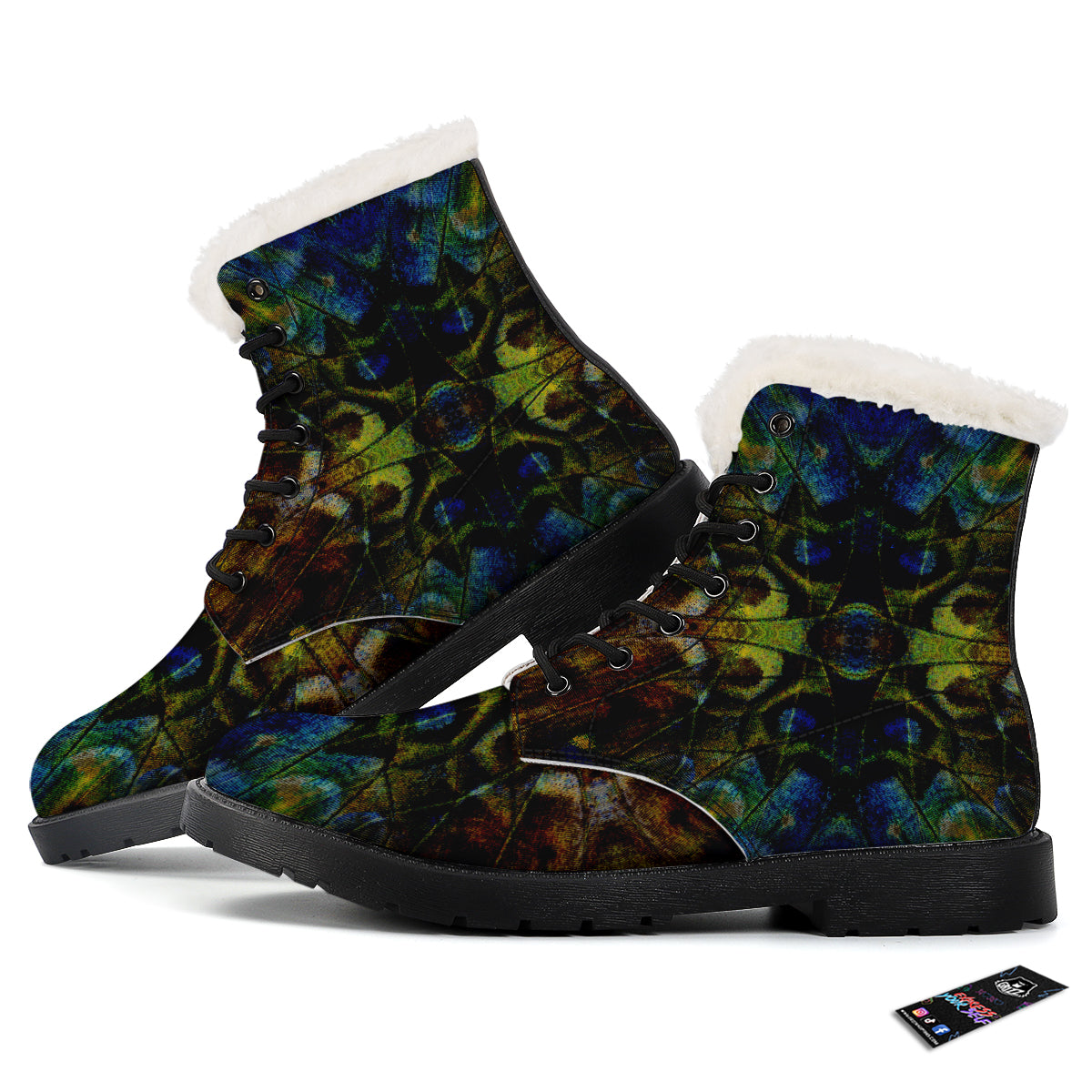 Butterfly Wing Skin Dark Print Winter Boots-grizzshop