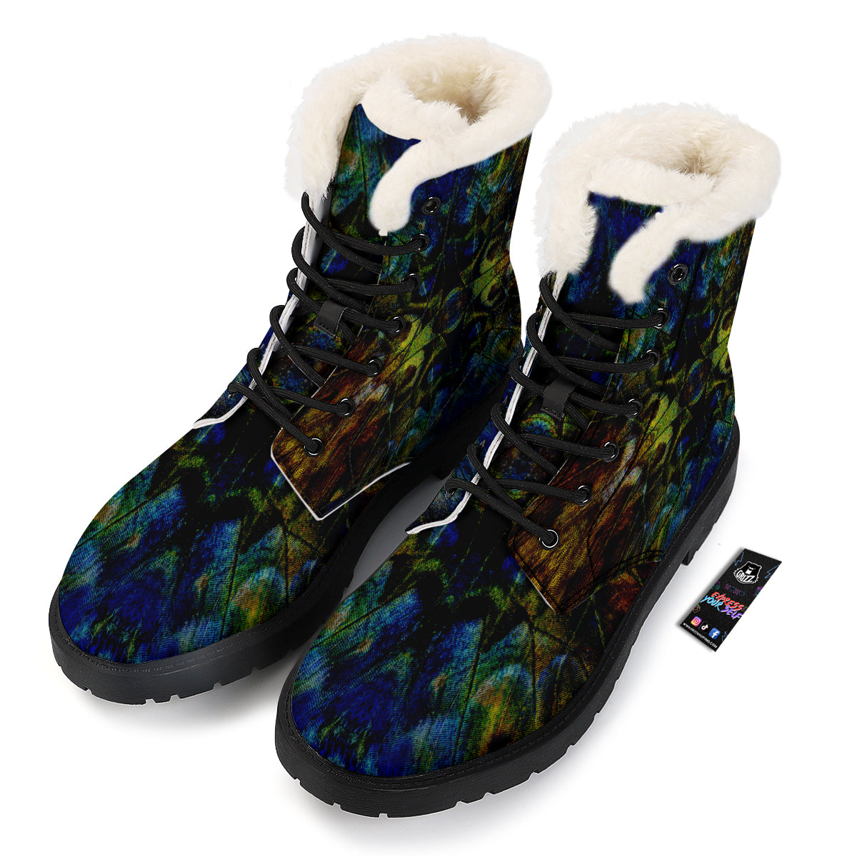 Butterfly Wing Skin Dark Print Winter Boots-grizzshop