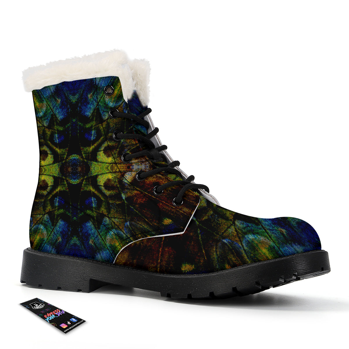 Butterfly Wing Skin Dark Print Winter Boots-grizzshop