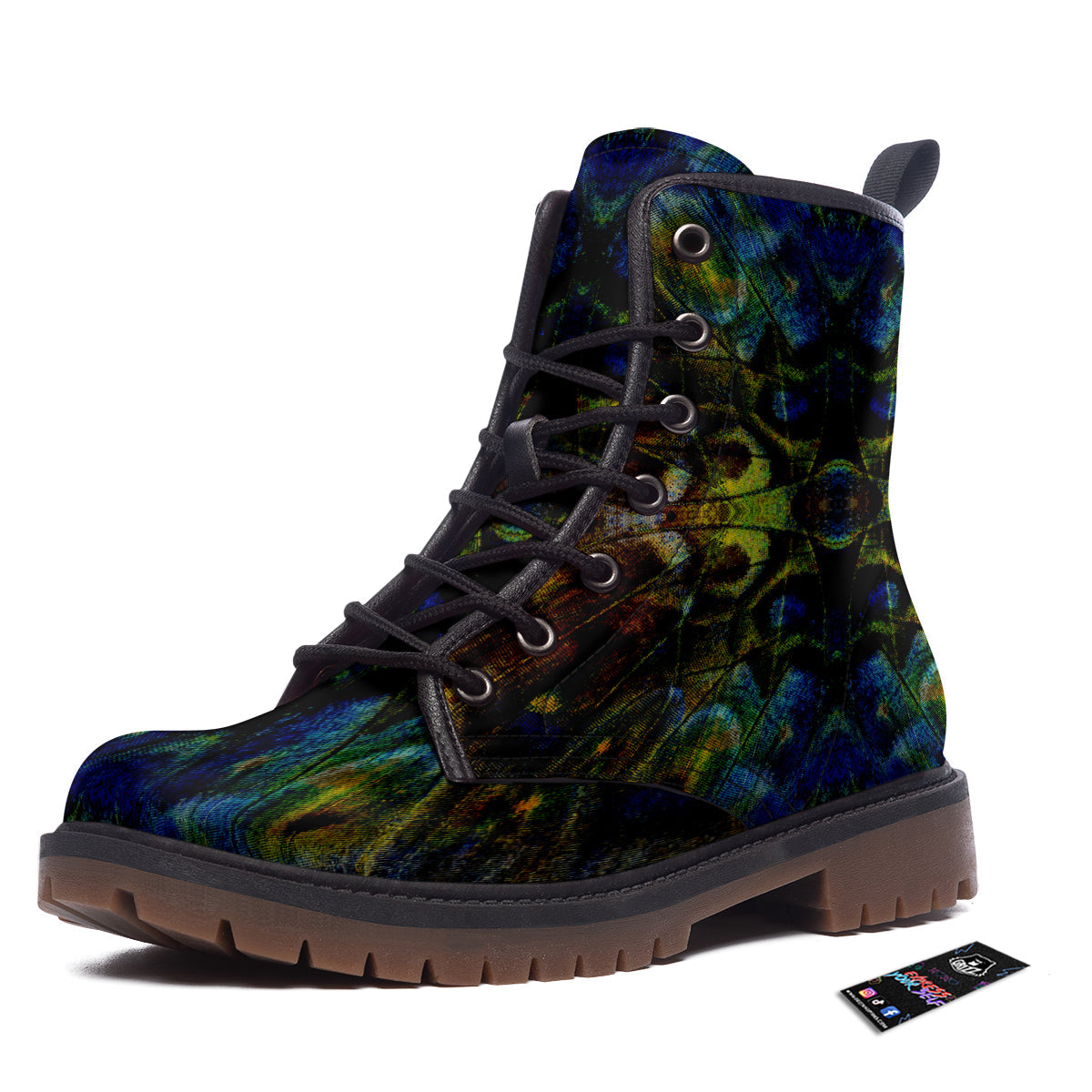 Butterfly Wing Skin Dark Print Work Boots-grizzshop