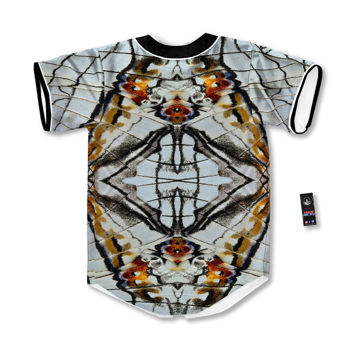 Butterfly Wing Skin Grey Print Baseball Jersey-grizzshop