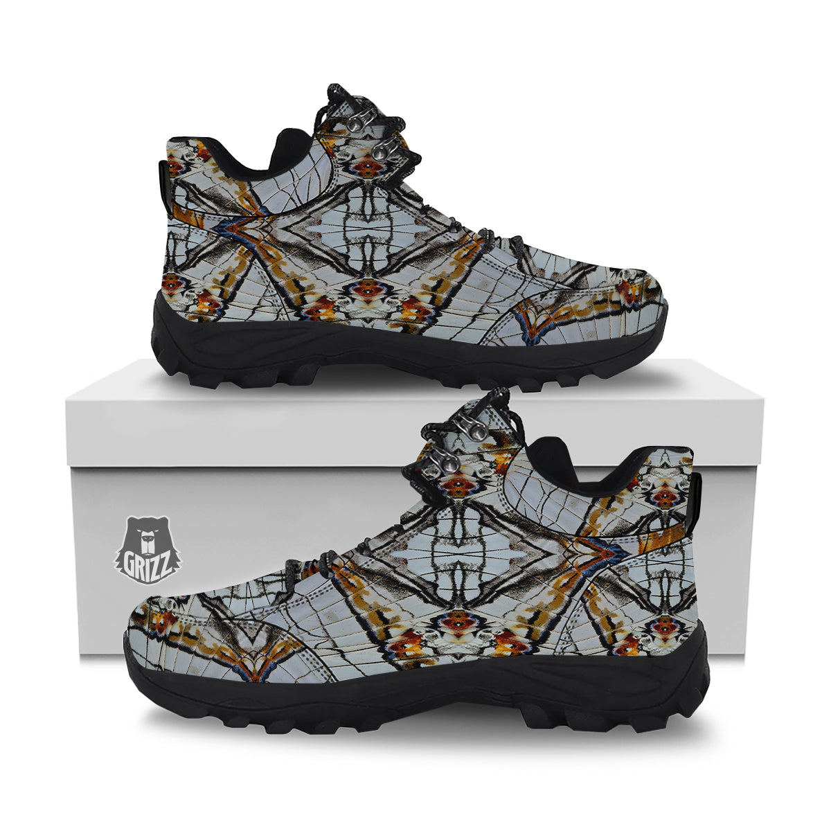 Butterfly Wing Skin Grey Print Hiking Shoes-grizzshop