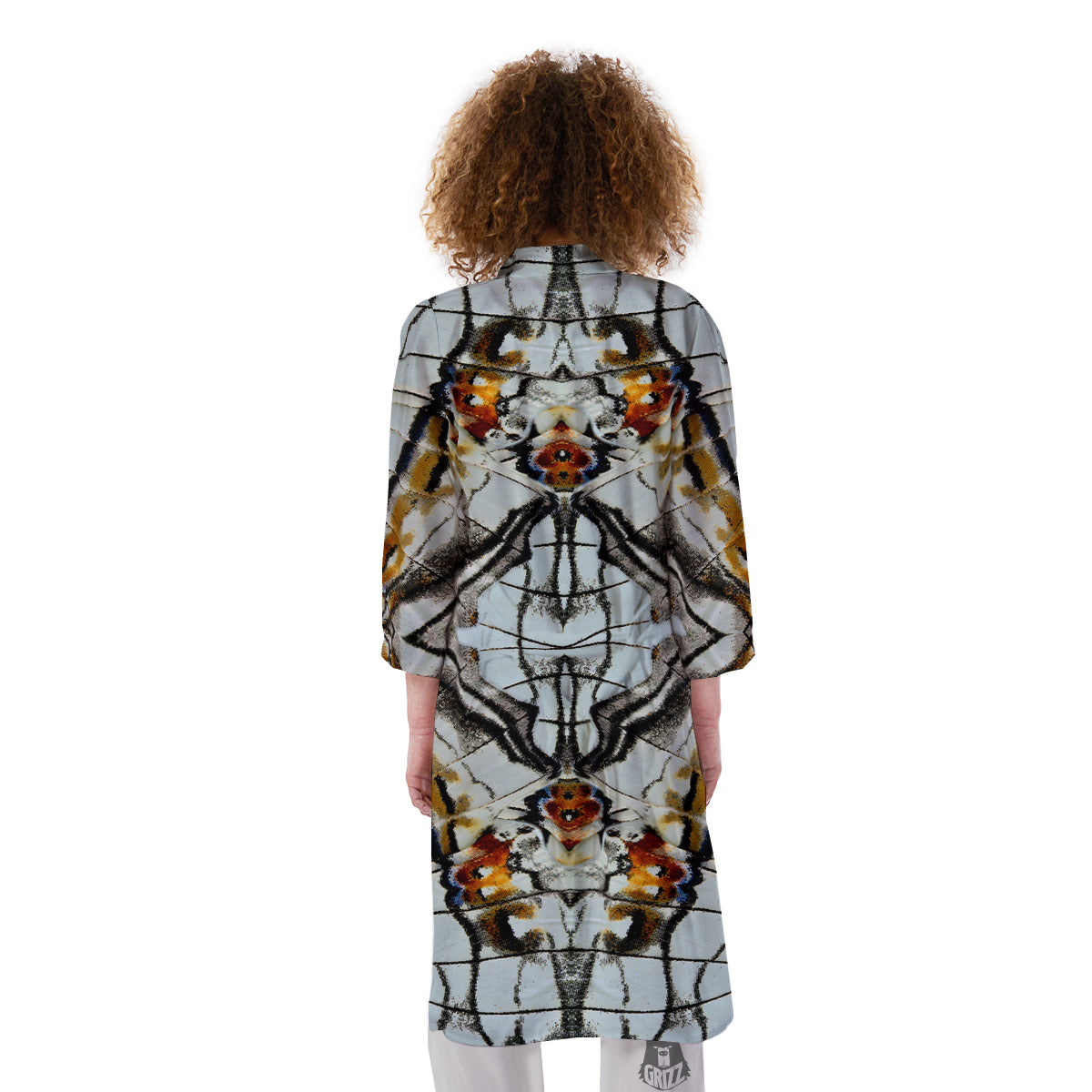 Butterfly Wing Skin Grey Print Kimono-grizzshop